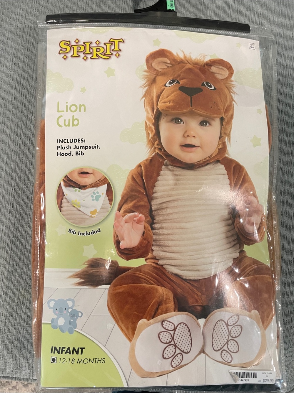 Spirit Halloween Lion Cub Baby Infant Costume Sz 12-18M Like New